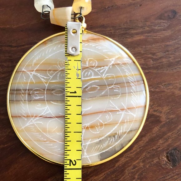 Vintage Taxco Soapstone Necklace Aztec Sun Pendant - Picture 6 of 7